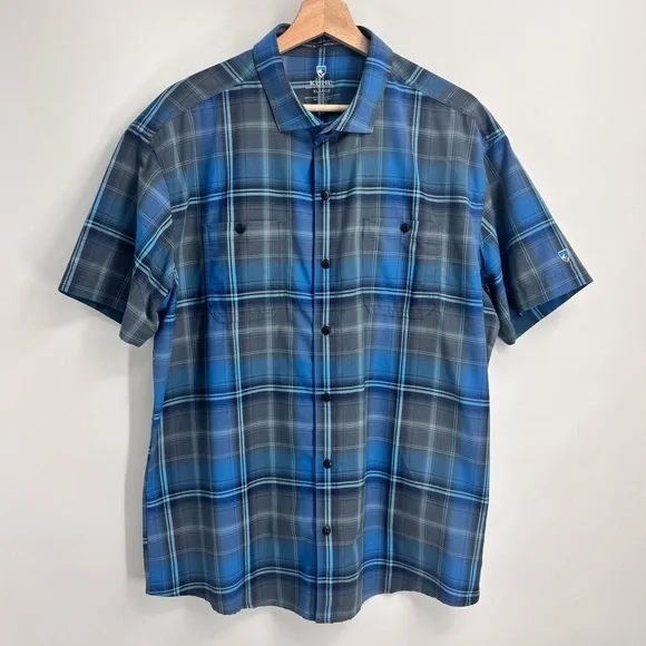 KUHL Styk Short sleeve plaid shirt collared mens XL gorpcore hiking outdoor - Picture 2 of 9